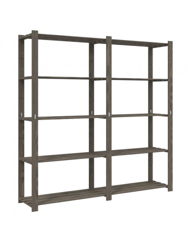 Scaffale a 5 Livelli Grigio 170x38x170 cm in Legno di Pino