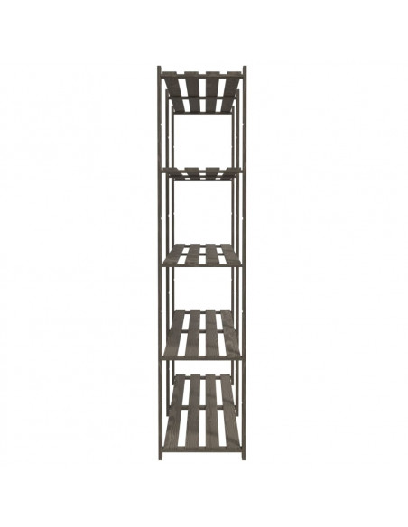 Scaffale a 5 Livelli Grigio 170x38x170 cm in Legno di Pino
