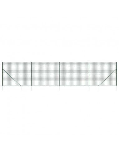 Recinzione Metallica con Picchetti Ancoraggio Verde 1,4x10 m