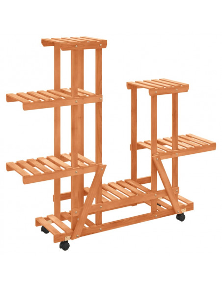 Portafiori con Ruote 95x25x101 cm in Legno Massello di Abete