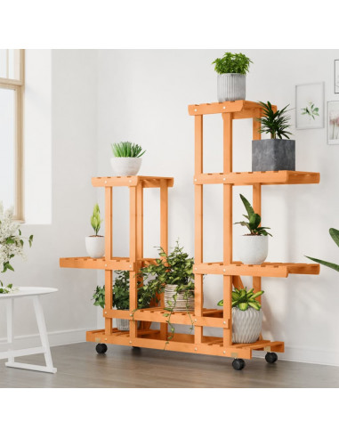 Portafiori con Ruote 95x25x101 cm in Legno Massello di Abete