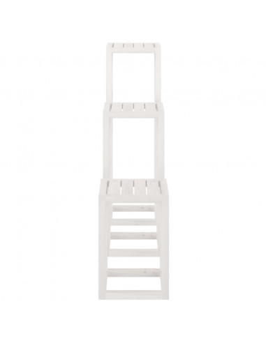 Set Supporti per Piante 3 pz Bianco in Legno Massello di Pino