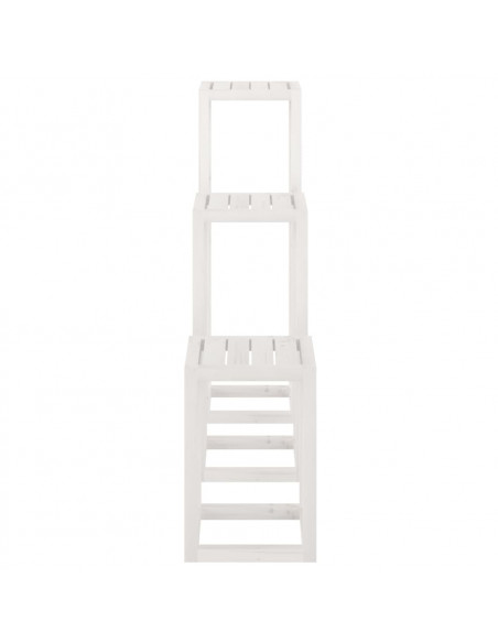 Set Supporti per Piante 3 pz Bianco in Legno Massello di Pino