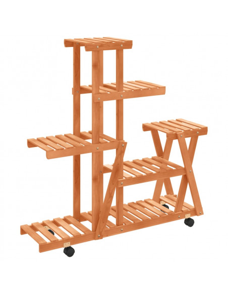 Portafiori con Ruote 95x25x101 cm in Legno Massello di Abete