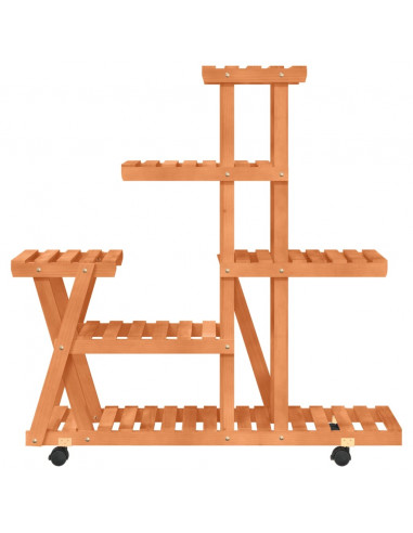 Portafiori con Ruote 95x25x101 cm in Legno Massello di Abete