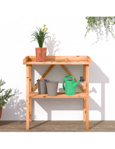 Tavolo Piante con Ripiano Marrone 78x38x,82,5cm Massello Abete