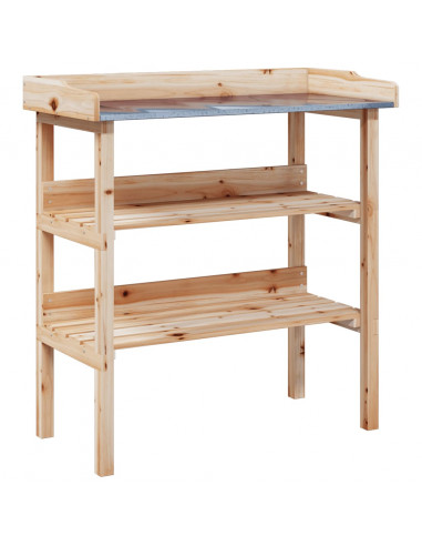 Tavolo Piante con Ripiani 78x38x,82,5cm Legno Massello Abete