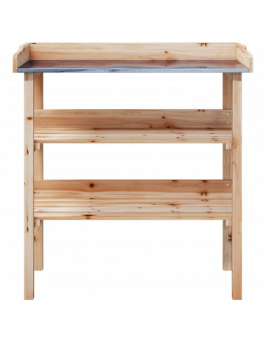 Tavolo Piante con Ripiani 78x38x,82,5cm Legno Massello Abete