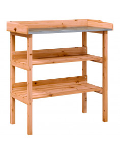 Tavolo Piante con Ripiani Marrone 78x38x,82,5cm Massello Abete 2