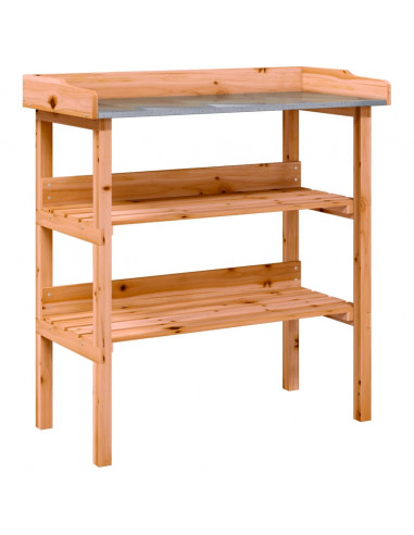 Tavolo Piante con Ripiani Marrone 78x38x,82,5cm Massello Abete