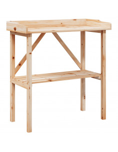 Tavolo Piante con Ripiano 78x38x,82,5cm Legno Massello di Abete 2