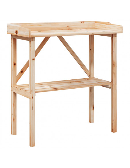 Tavolo Piante con Ripiano 78x38x,82,5cm Legno Massello di Abete