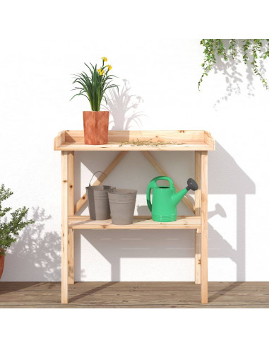 Tavolo Piante con Ripiano 78x38x,82,5cm Legno Massello di Abete