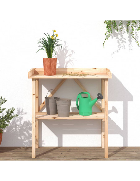 Tavolo Piante con Ripiano 78x38x,82,5cm Legno Massello di Abete