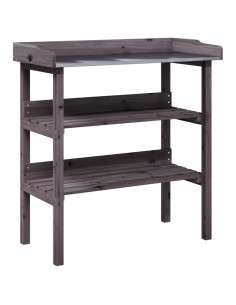 Tavolo Piante Ripiani Grigio 78x38x,82,5cm Legno Massello Abete 2