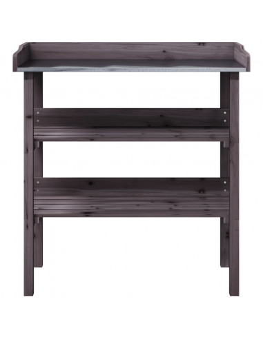 Tavolo Piante Ripiani Grigio 78x38x,82,5cm Legno Massello Abete