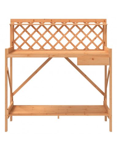 Panca Porta Vasi con Traliccio Marrone Legno Massello di Abete