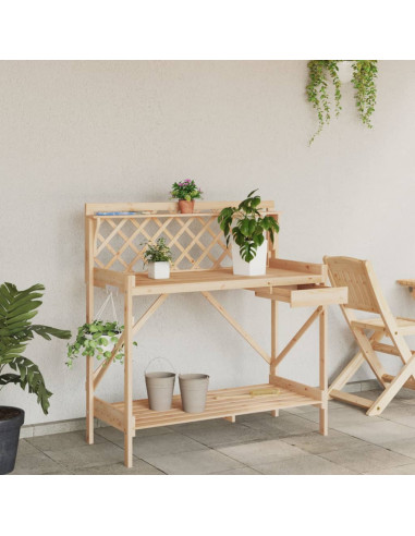 Panca porta Vasi con Traliccio in Legno Massello di Abete