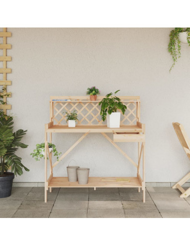 Panca porta Vasi con Traliccio in Legno Massello di Abete