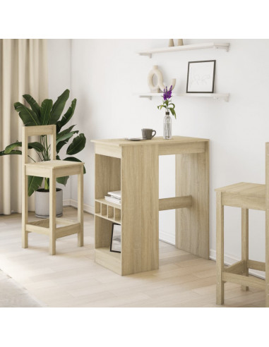 Tavolo Bar con Rastrelliera Sonoma 90x47,5x103,5 cm Multistrato