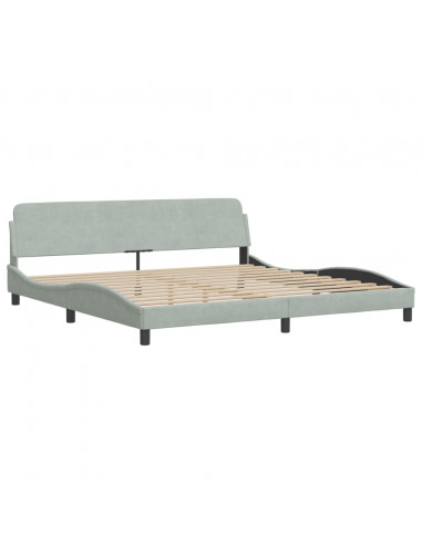 Letto con Materasso Grigio Chiaro 200x200cm Velluto
