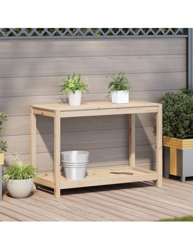 Tavolo Invaso con Ripiano 108x50x75 cm Legno Massello di Pino