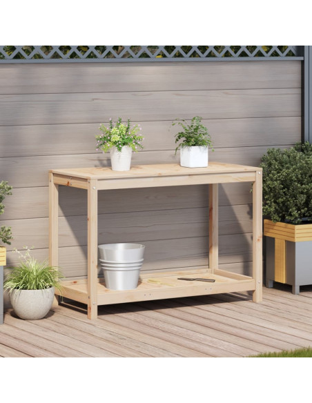 Tavolo Invaso con Ripiano 108x50x75 cm Legno Massello di Pino