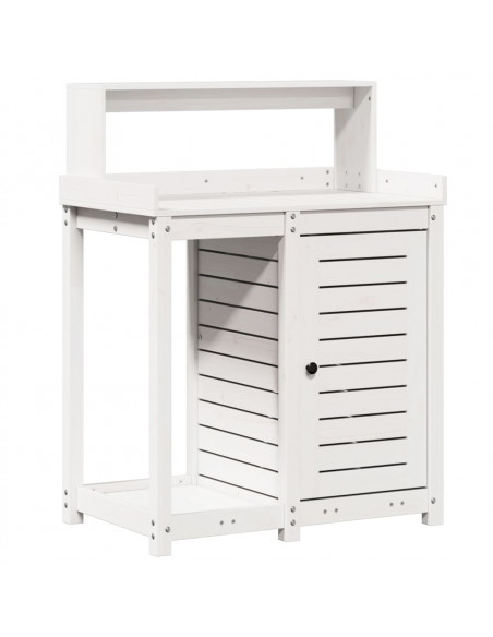Tavolo Invaso con Ripiani Bianco 82,5x50x109,5 cm Massello Pino