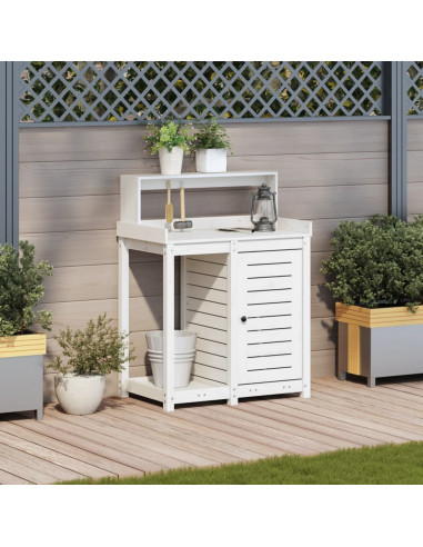 Tavolo Invaso con Ripiani Bianco 82,5x50x109,5 cm Massello Pino