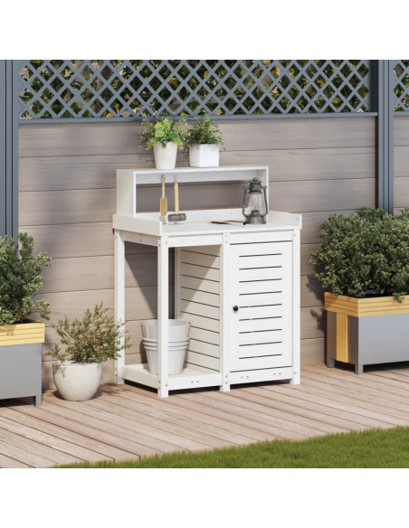 Tavolo Invaso con Ripiani Bianco 82,5x50x109,5 cm Massello Pino