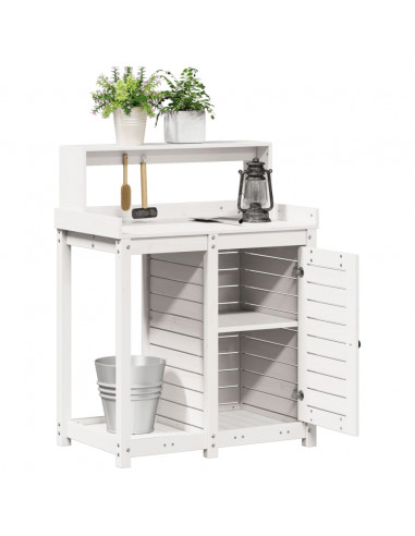 Tavolo Invaso con Ripiani Bianco 82,5x50x109,5 cm Massello Pino