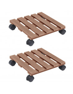 Carrelli Portavasi 2 pz Marroni 30x30x7,5 cm in WPC 2