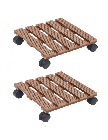 Carrelli Portavasi 2 pz Marroni 30x30x7,5 cm in WPC