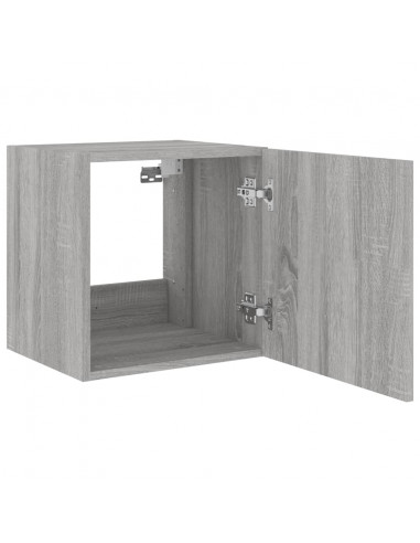 Mobile TV a Parete con Luci LED Grigio Sonoma 40,5x35x40 cm