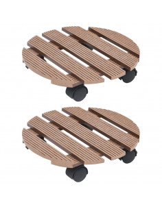 Carrelli Portavasi 2 pz Marroni  Ø30x7,5 cm in WPC 2