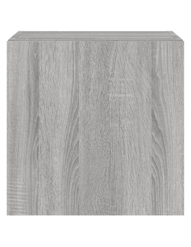 Mobile TV a Parete con Luci LED Grigio Sonoma 40,5x35x40 cm