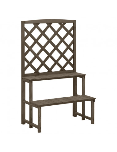 Fioriera con Traliccio Grigio 70x42x115 cm in Massello di Abete