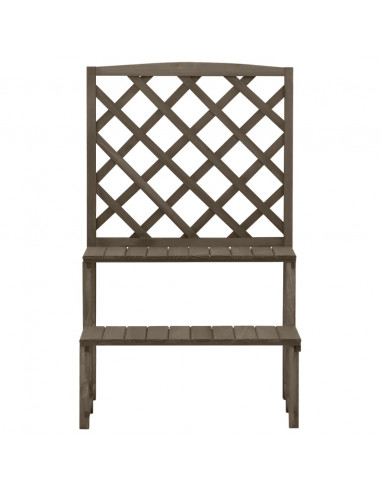 Fioriera con Traliccio Grigio 70x42x115 cm in Massello di Abete