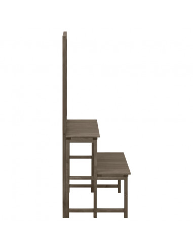 Fioriera con Traliccio Grigio 70x42x115 cm in Massello di Abete