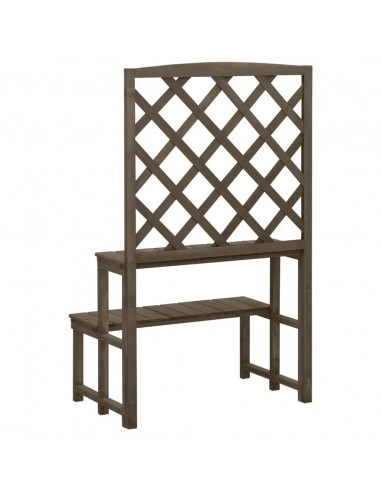 Fioriera con Traliccio Grigio 70x42x115 cm in Massello di Abete