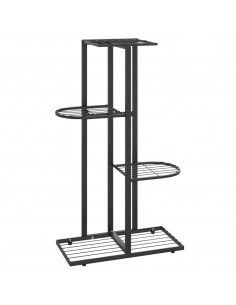 Piedistallo per Piante a 4 Piani 43x22x76 cm in Metallo Nero 2