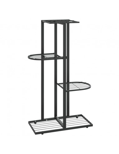 Piedistallo per Piante a 4 Piani 43x22x76 cm in Metallo Nero