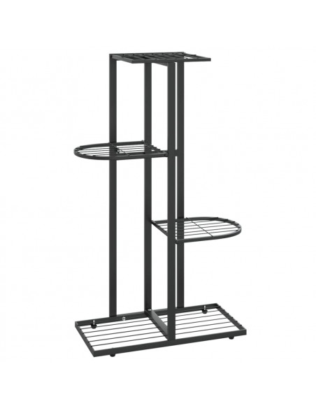 Piedistallo per Piante a 4 Piani 43x22x76 cm in Metallo Nero