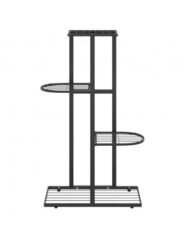 Piedistallo per Piante a 4 Piani 43x22x76 cm in Metallo Nero