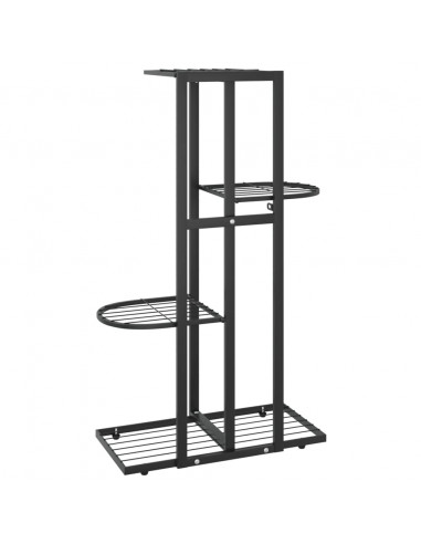 Piedistallo per Piante a 4 Piani 43x22x76 cm in Metallo Nero