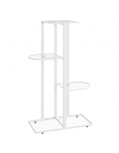 Piedistallo per Piante a 4 Piani 43x22x76 cm in Metallo Bianco