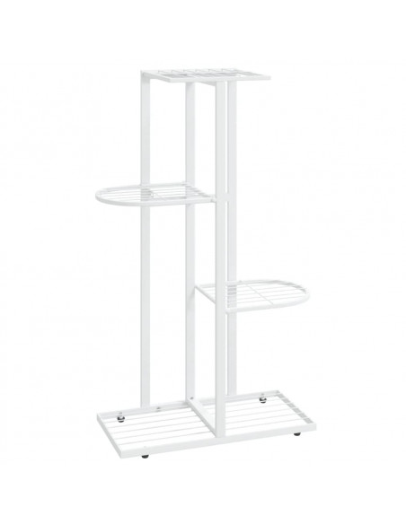 Piedistallo per Piante a 4 Piani 43x22x76 cm in Metallo Bianco