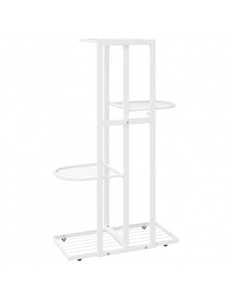 Piedistallo per Piante a 4 Piani 43x22x76 cm in Metallo Bianco