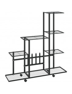 Portapiante con Ruote 94,5x25x92,5 cm Nero in Metallo 2