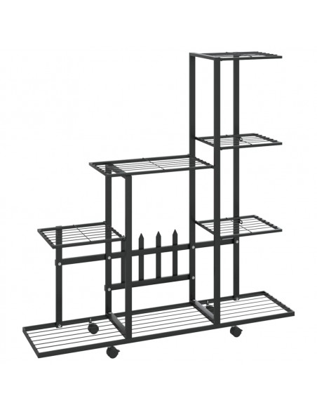 Portapiante con Ruote 94,5x25x92,5 cm Nero in Metallo